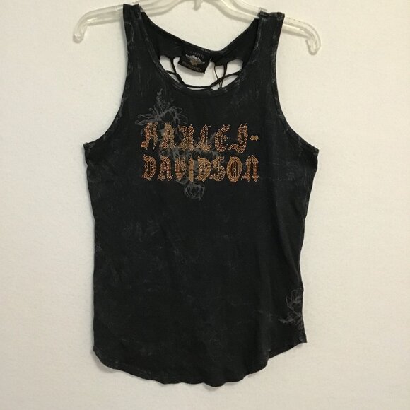 NWT Harley Davidson Slash Back Tank Top With Bedazzled Logo Size S - Picture 7 of 14